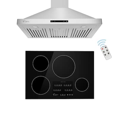 2 Piece Kitchen Appliances Packages Including 30" Induction Cooktop and 36" Wall Mount Range Hood