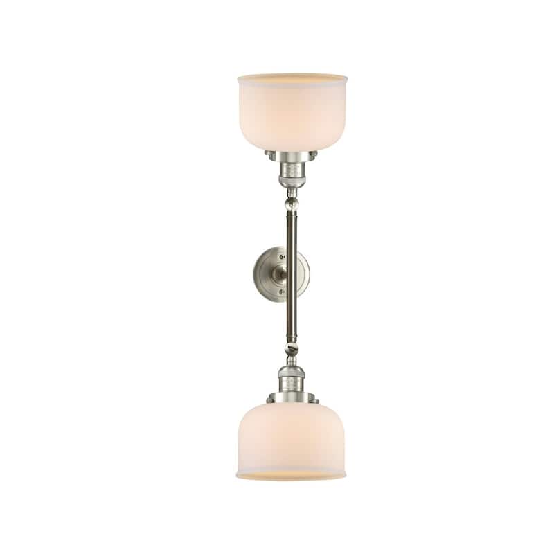 Innovations Lighting Large Bell 2 Light 23" Wide Bathroom Vanity Light - Brushed Satin Nickel / Matte White
