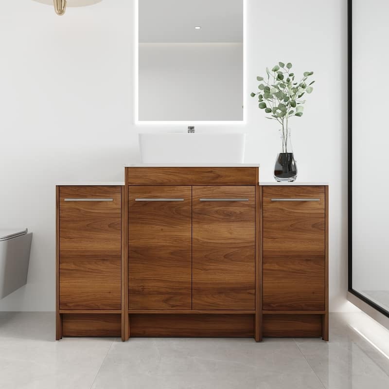 Malwee 24"/36"/48"/60" FreeStanding Bathroom Vanity, Floor Stand Bathroom Vanity with Ceramic Sink,Soft Close Door and Shelf