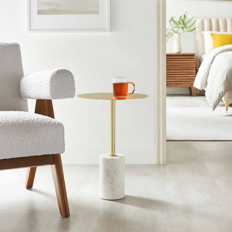 Lyric Round Side Table - Brass - Metal