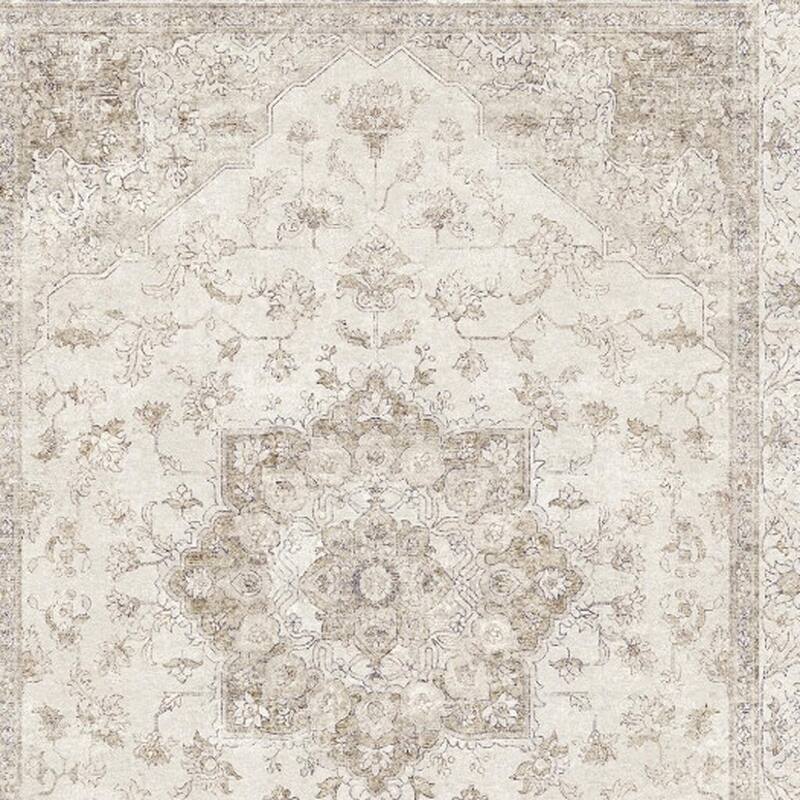 HomeRoots Floral Medallion Traditional Rectangle Area Rug