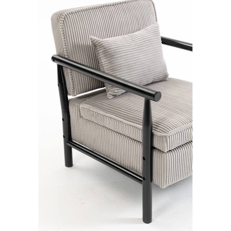 Storage Chair,Mid Century Modern Accent Chair with Wood Frame, Upholstered Living Room Chairs with Waist Cushion