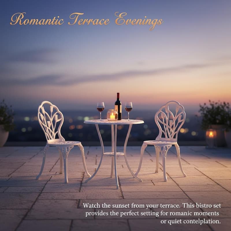 Modern 3-Piece Outdoor Bistro Set with Chairs and Table