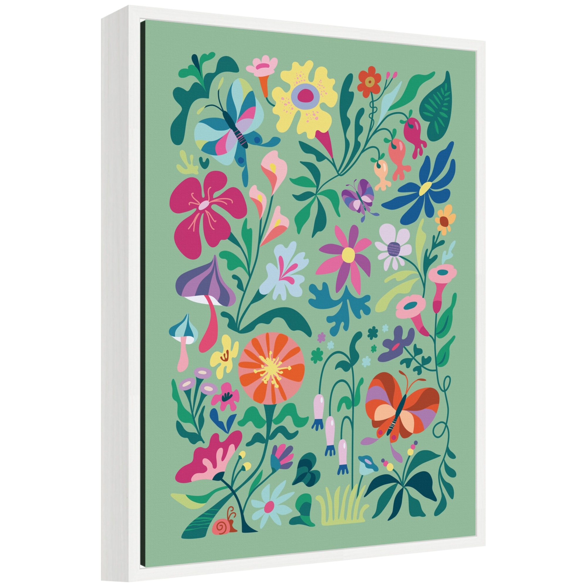 Kate and Laurel Sylvie Wild flowers and Butterflies Framed Canvas by Rachel Lee