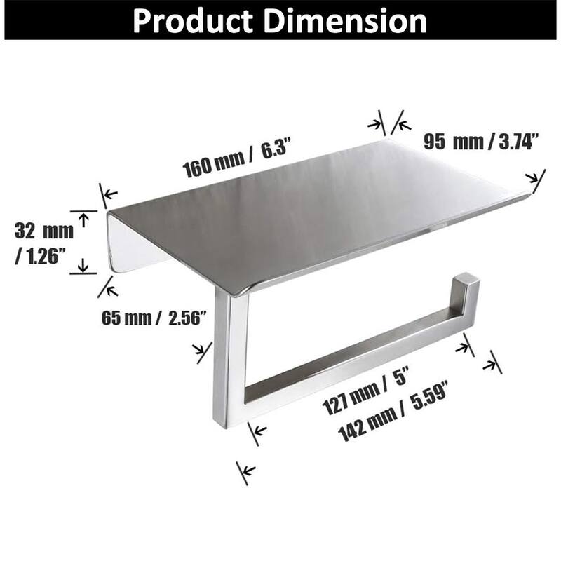 Bath Wall-Mount Single Post Toilet Paper Holder with Shelf