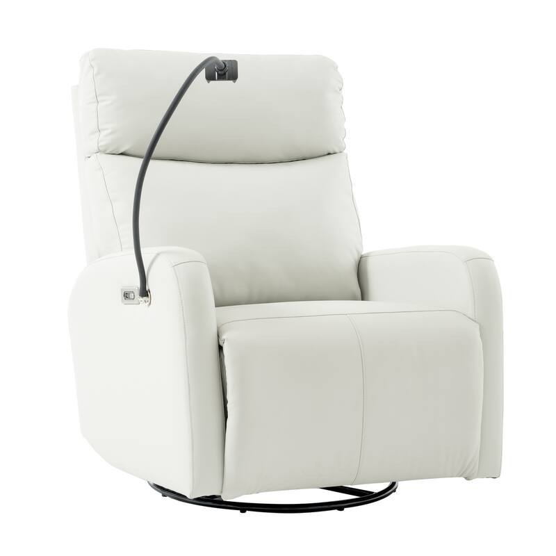Grey Electric Power Recliner Chair with 270° Swivel, USB Ports and Adjustable Footrest for Living Room & Nursery