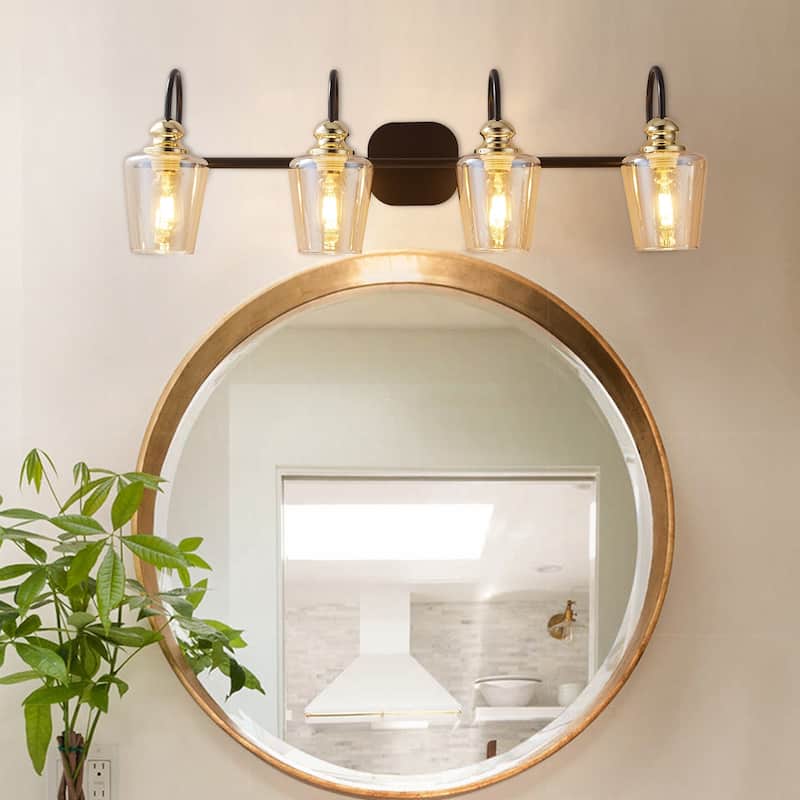 Luxury 3 Lights Bathroom Vanity Lights Rose Gold with Clear Glass/ Wall Sconce Lighting