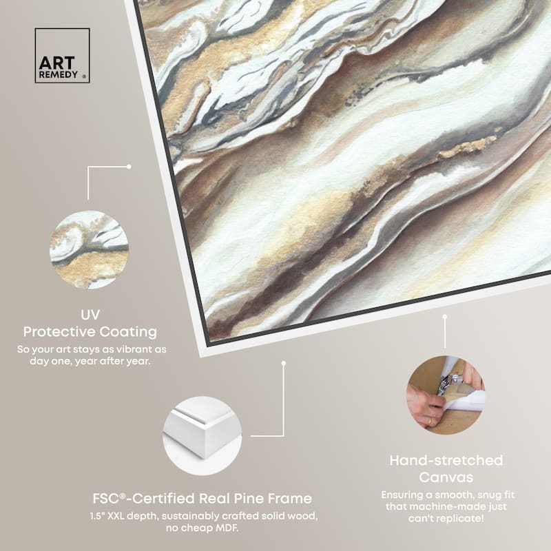 Art Remedy Neutral Lines I Framed Boho Abstract 1 Piece Canvas Wall Art