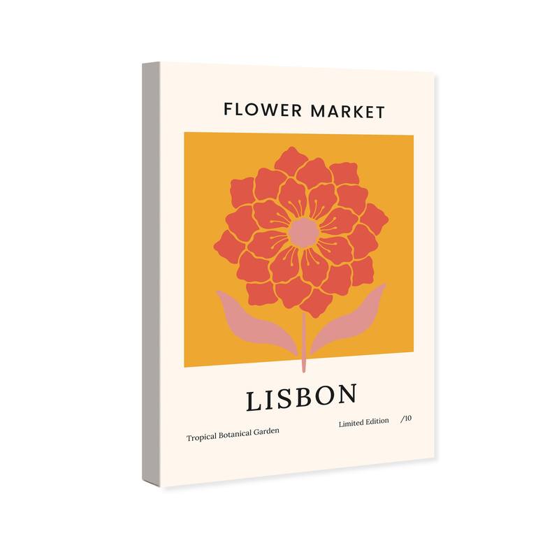 Wynwood Studio Canvas Floral and Botanical Flower Market Lisbon Orange Modern & Contemporary Wall Art Canvas Print