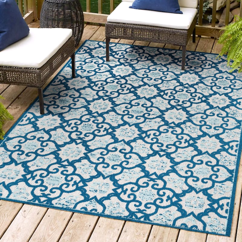 JONATHAN Y Crisantemo Tile Trellis High-Low Indoor/Outdoor Area Rug