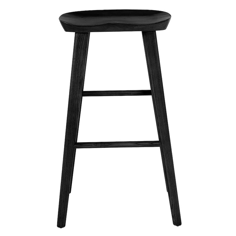 30" Light Solid Wood Bar Stool - 17.52" W x 14.77" D x 29.53" H - Black