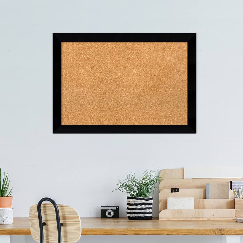 Black Museum Wood Framed Natural Corkboard Bulletin Board
