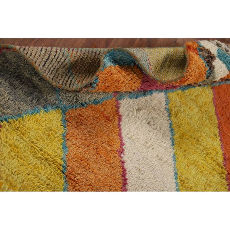 Hand Knotted Oriental 100% Wool Carpet Modern All-Over Multi-Colored Moroccan Area Rug - 6' 3'' X 4' 0''