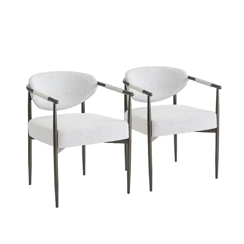 Christopher Knight Home - Thatch Iron-Frame Dining Armchairs with Upholstered Cushion (Set of 2)