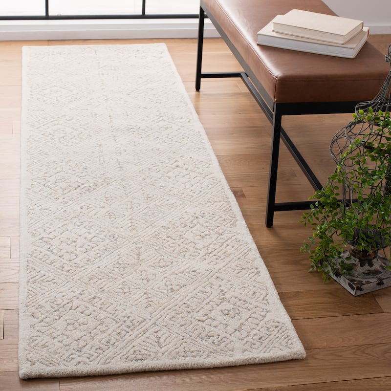 SAFAVIEH Handmade Glamour Klarita Wool Rug - 2'3" x 8' Runner - Ivory/Beige