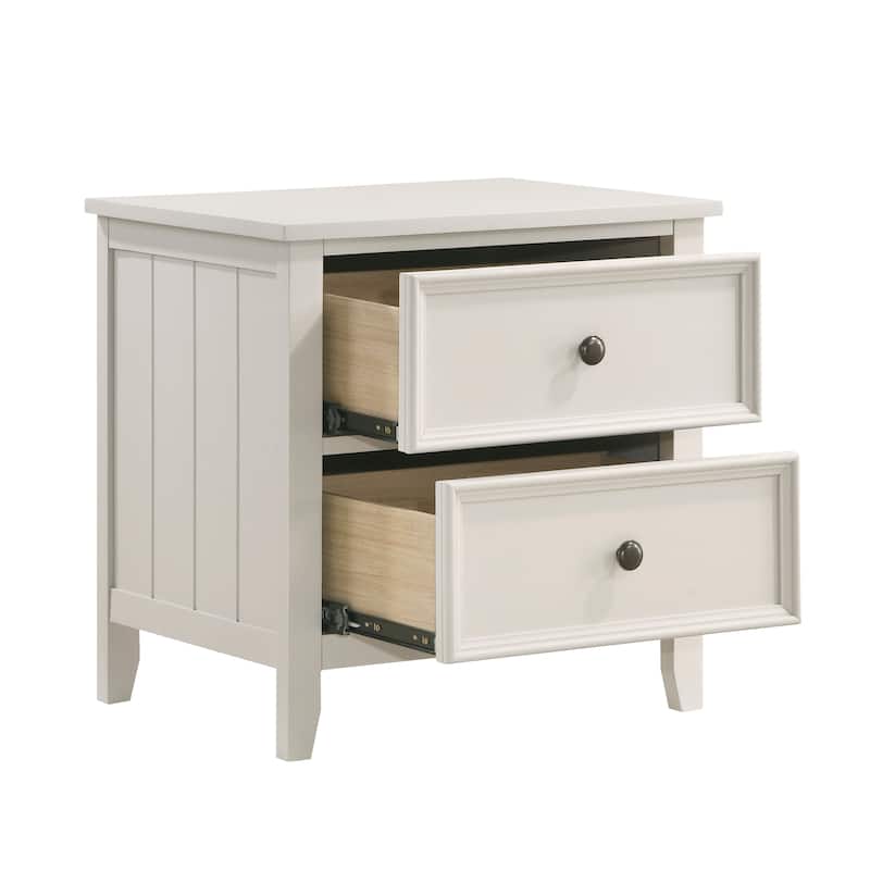 Classic Bedroom Nightstand of 2 Drawers Storage 1pc Modern Furniture Farmhouse Style Bedside Table - White