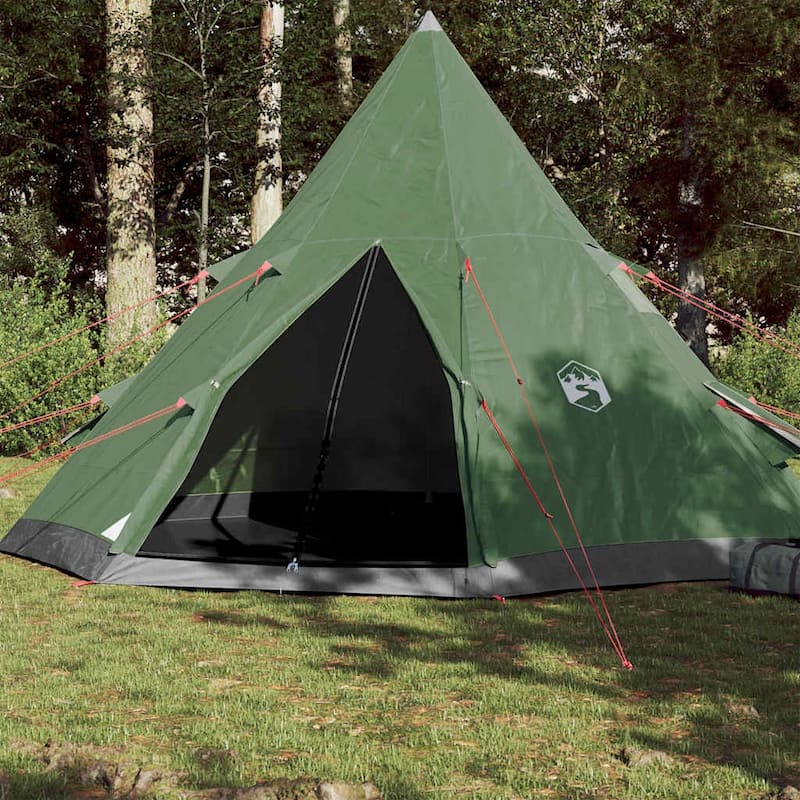 vidaXL Camping Tent Tipi 4-Person Waterproof - Green - 144.5 x 144.5 x 102 - 4 person