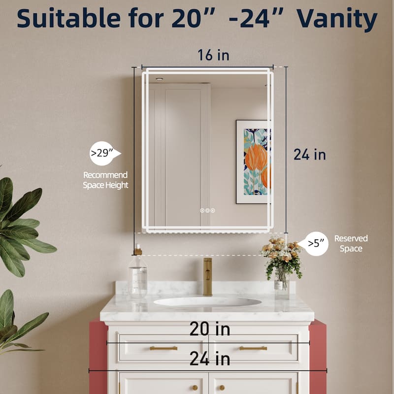 Alita Aluminum LED Medicine Cabinet with Mirror, Dimmable Light, Anti-Fog, Adjustable Shelves, Recessed or Wall Mount