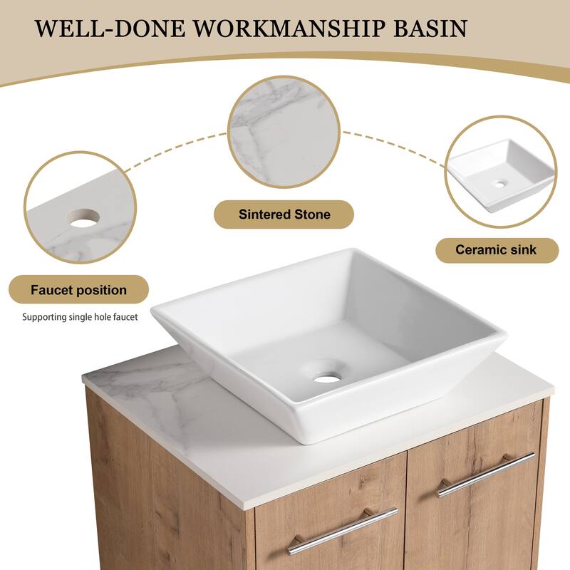 ARTCHIRLY 24"/30" Bathroom Vanity with Sink, Floating Bathroom Vanity with 2 Soft Close Doors