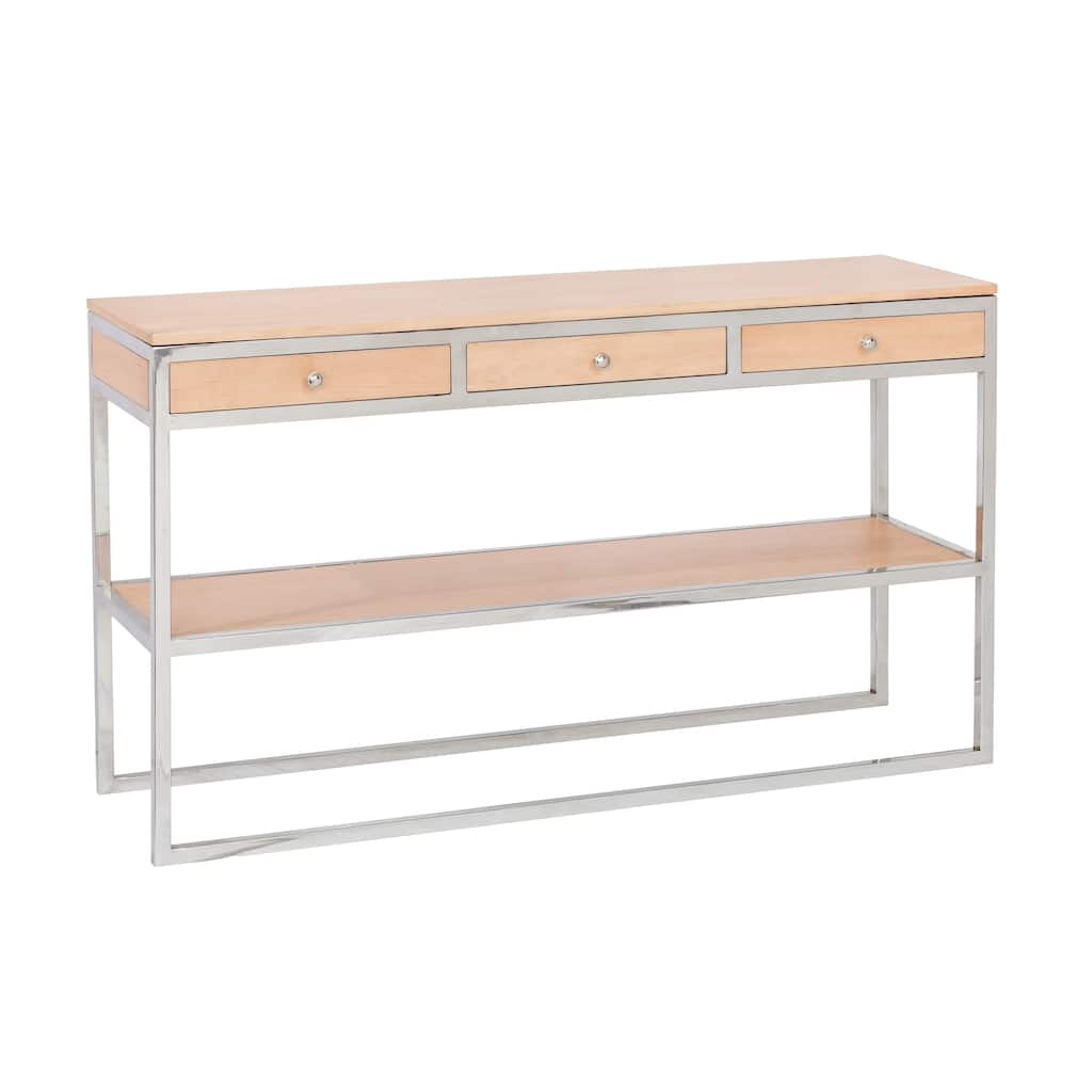 Pasargad Home Oren Cream/Silver Console Table with 3 Drawers - W55" x D15.75" x H32.5"