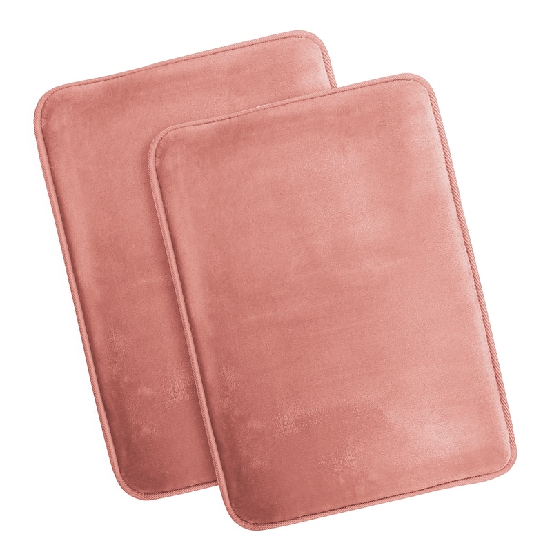 Clara Clark Ultra Soft Plush Bathroom Rug - Non-Slip, Velvet, Memory Foam Bath Mat - Set of 2 - Set of 2 (17x24) - Misty Rose