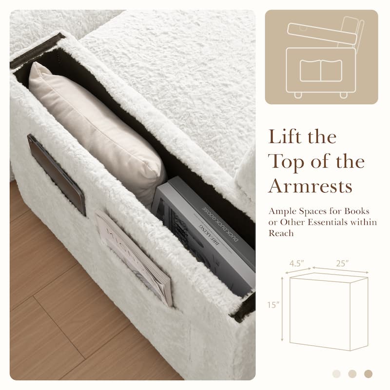 2-Piece Oversized Accent Chair & Ottoman Sets, Single Sofa Reading Couch Chaise Lounge with Storage Ottoman & Cup Holders