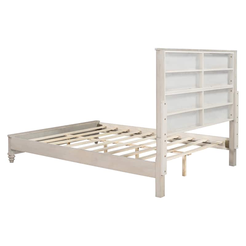 Solid Wood Bed Frame,Queen Platform Bed Frame with Headboard,Tall Headboard Natural Wood Bed ,No Box Spring Needed