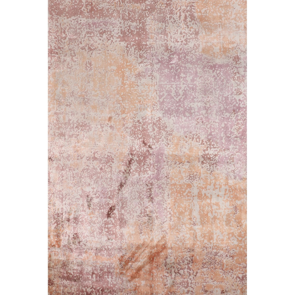 Contemporary Abstract Indian Area Rug Hand-Knotted Wool Carpet - 4'7"x 6'4"