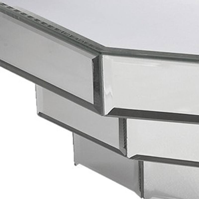 HomeRoots 16" Silver Mirrored Glass Hanging Dimensional Floating Shelf - 16" W x 7" D x 6" H
