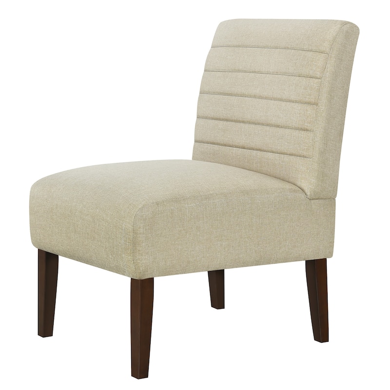 Blue Modern Armless Accent Chair - Tufted Upholstery, Wood Legs, Horizontal Back, Multi-Scene Fabric Side Chair