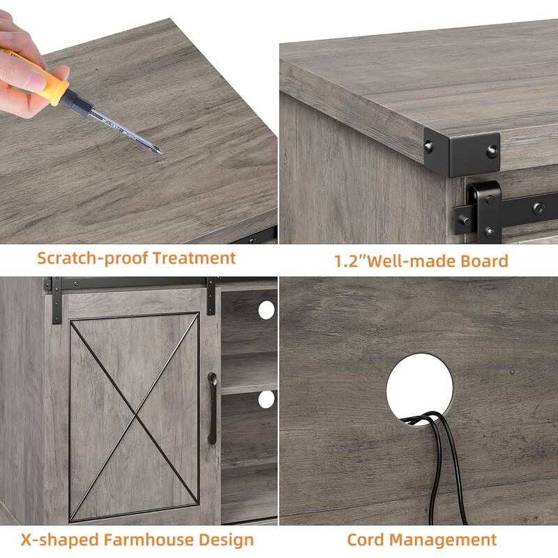 TV Stand, with Sliding Barn Doors, up to 65"