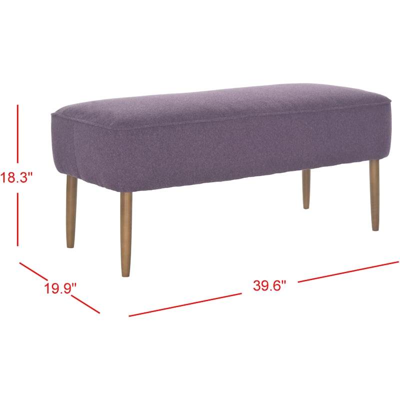 SAFAVIEH Ariane Mid Century Orange Wool Bench - 39.6" x 19.9" x 18.3" - 40Wx20Dx18H