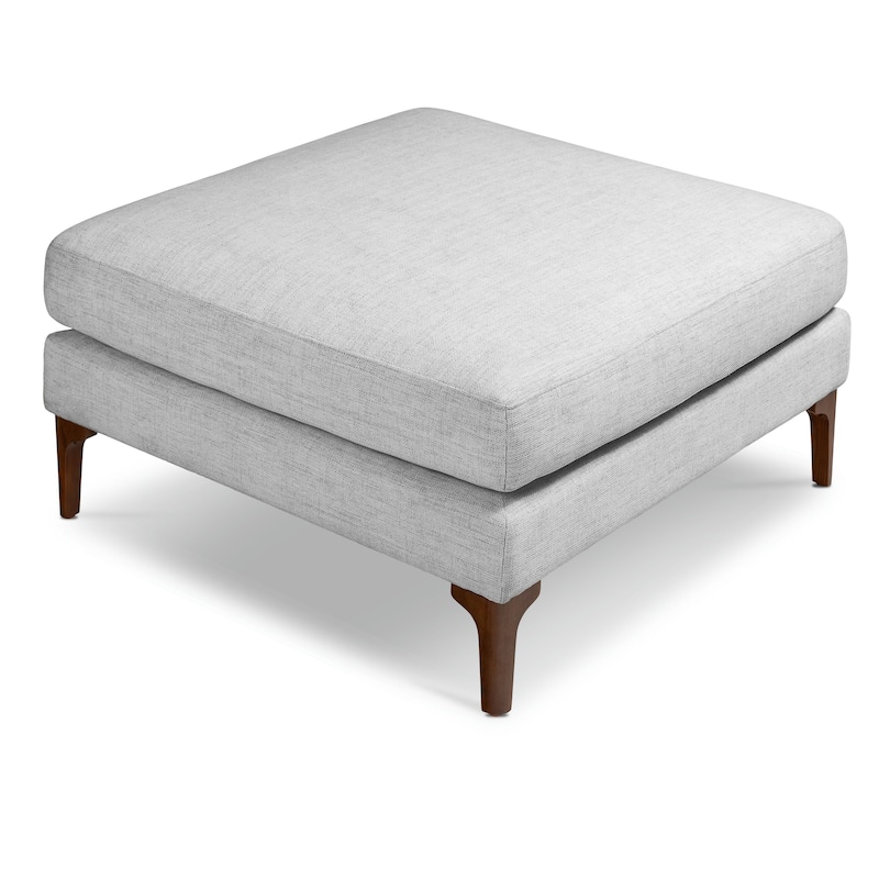 Poly & Bark Mateo Fabric Ottoman - Performance Fabric with Solid Wood Legs