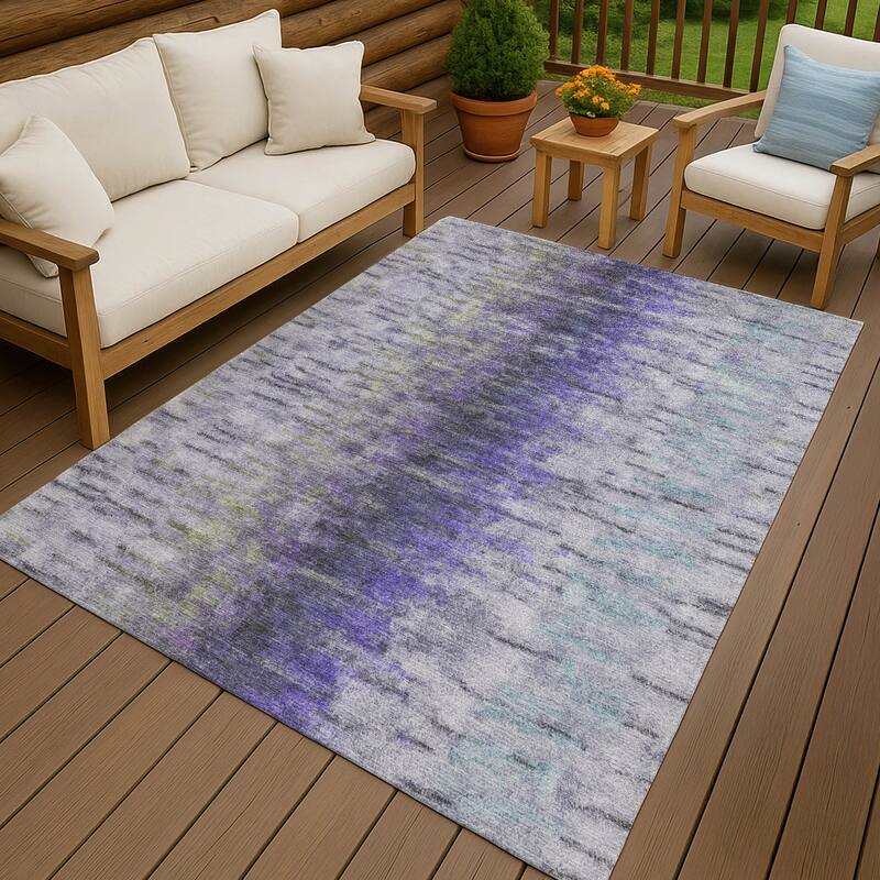 Machine Washable Indoor/ Outdoor Contemporary Ombre Chantille Rug