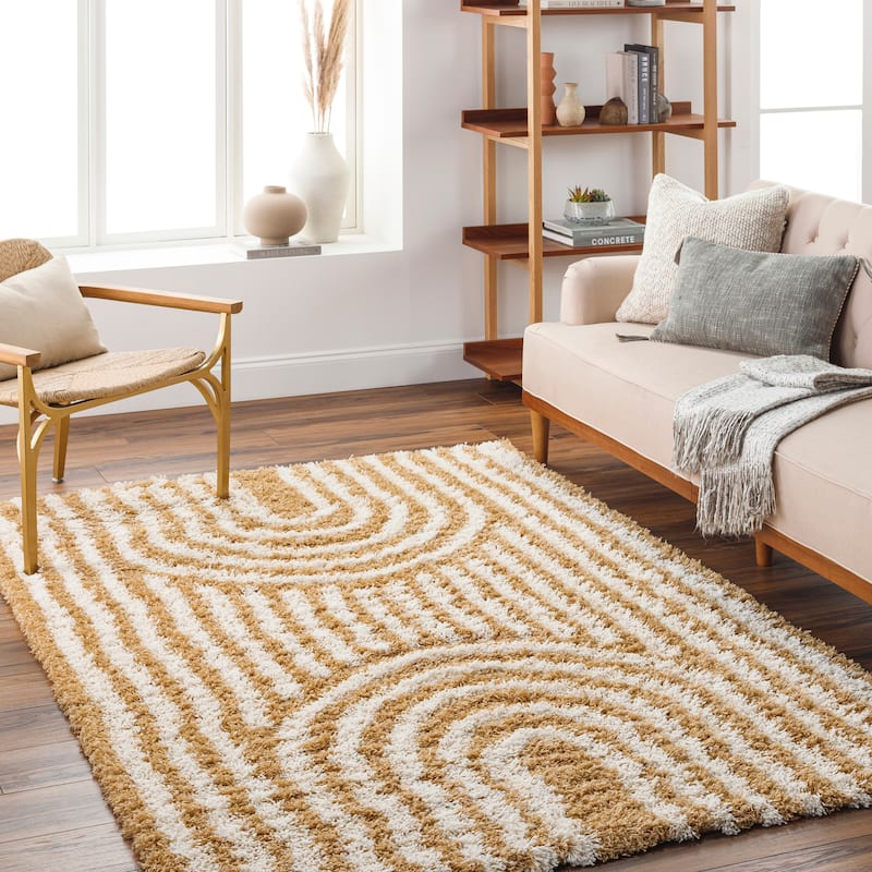 Livabliss Jamal Neutral Rainbow Plush Area Rug - 7' 10" x 10' 3" - Golden Yellow