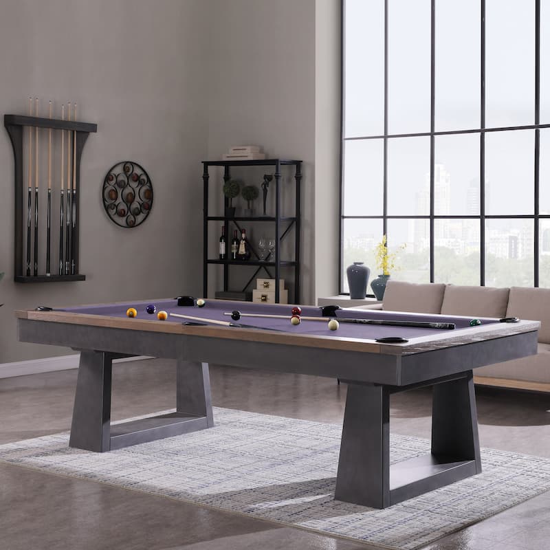 HESTON 8ft Billiard Slate Pool Table - White/Purple/Black