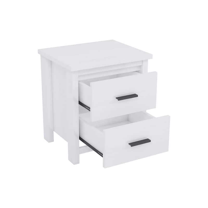 Dark Walnut Vintage Nightstand with Two Spacious Drawers, Simple & Modern Design