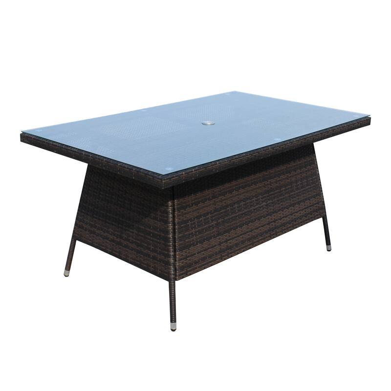 Outdoor patio Furniture Rectangular Dining Table with clear tempered glass