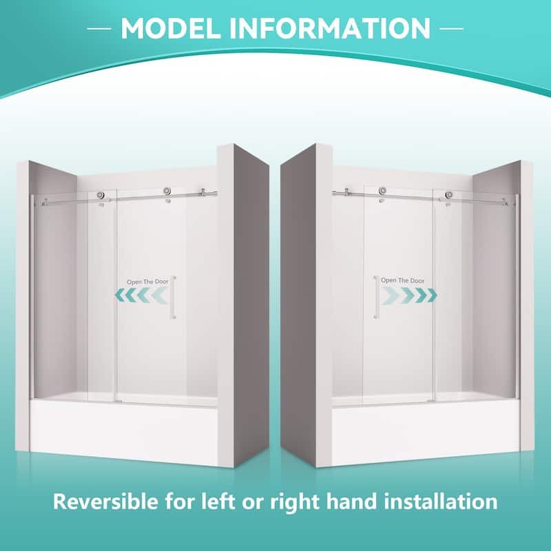 i-Homare 55 - 59 in.W x 60 in.H Tub Sliding Shower Door with Soft Closing System