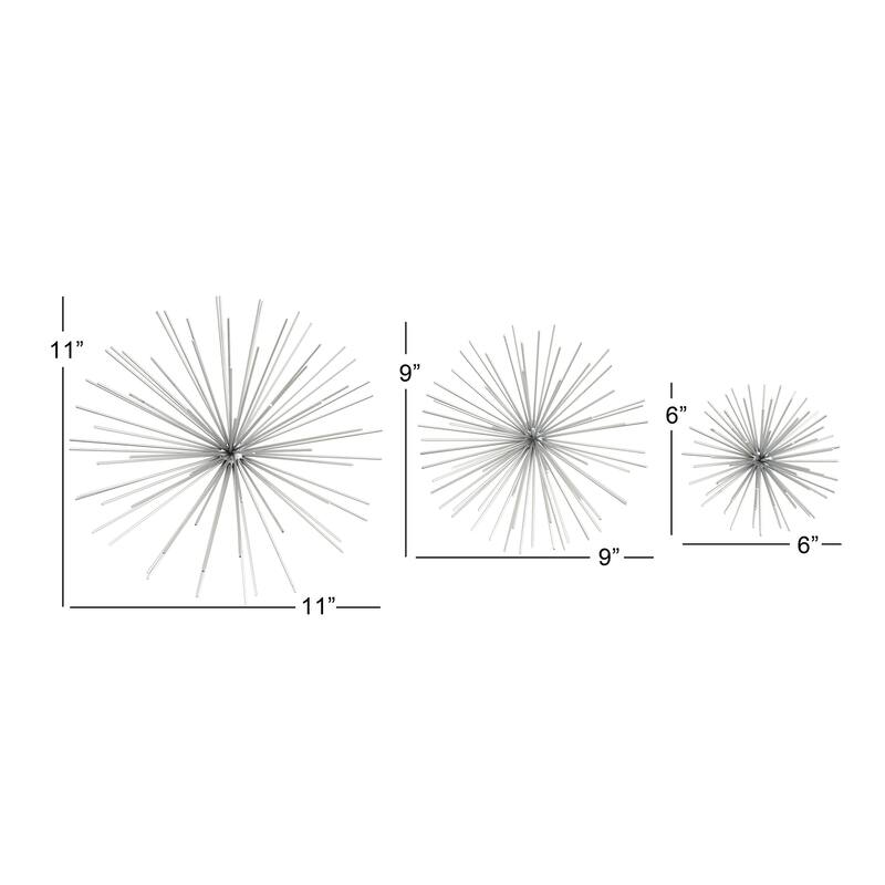 CosmoLiving by Cosmopolitan Metal 3D Starburst Wall Decor (Set of 3) - Silver, Gold, Black, Copper