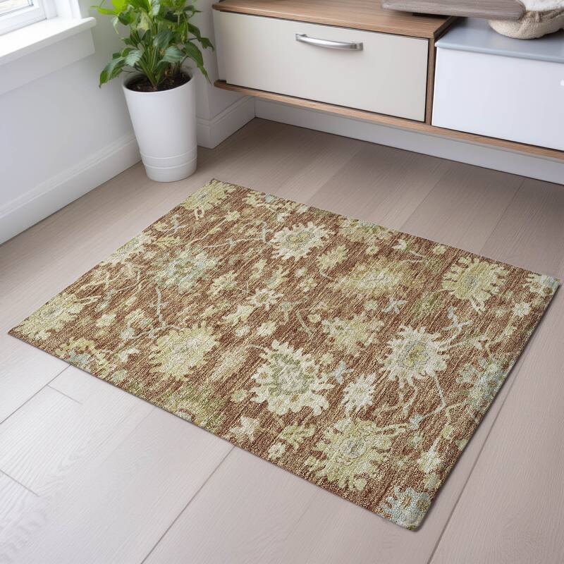 Premium Washable Super Soft Traditional Persian Mayfield Rug - Paprika - 1'8" x 2'6"
