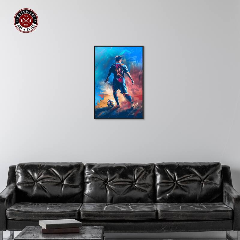 Notoriart Bold And Colorful Soccer Player Framed Soccer 1 Piece Canvas Wall Art
