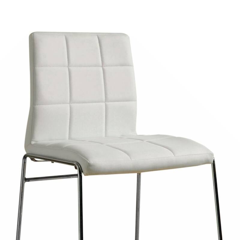 Set of 2 Leatherette Upholstered Counter Hight Chairs in White and Chrome