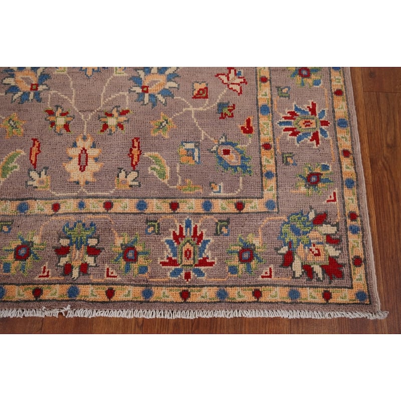 Brown Floral Oushak Oriental Accent Rug Hand-Knotted Wool Carpet - 3'4" x 5'2"