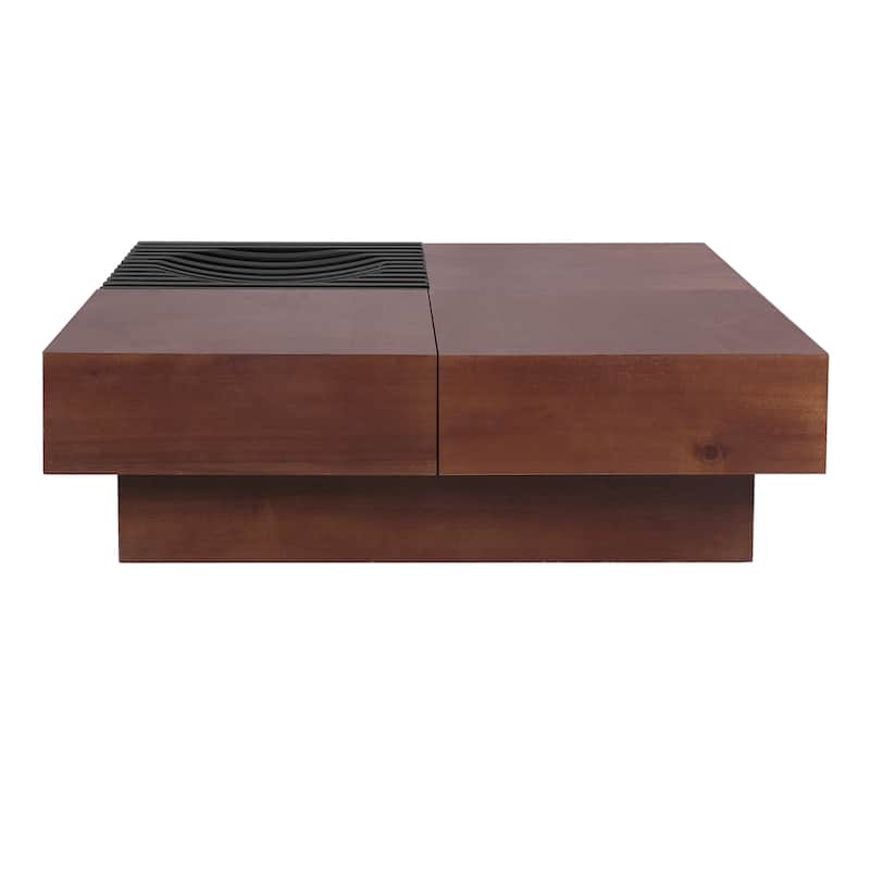 Wood Coffee Table Office Table with Smart Storage Compartments, Accent Table Dining Table with Drawers