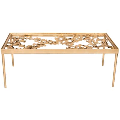 SAFAVIEH Julianne Antique Gold Leaf Coffee Table - 48" x 24" x 17.8" - 48Wx24Dx18H