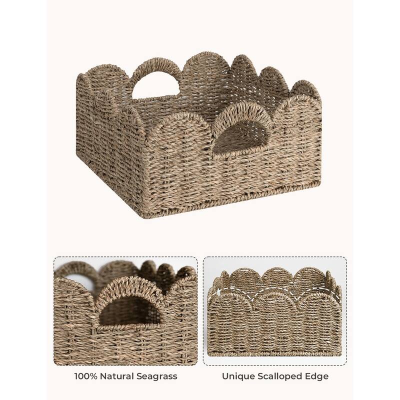 StorageWorks 2-pack Scalloped Edge Wicker Storage Baskets with Built-in Handles