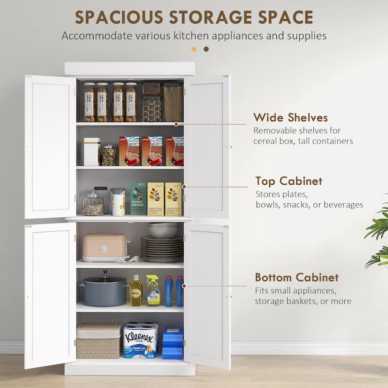 Kitchen Pantry Storage Cabinet Kitchen Cupboard with Adjustable Shelves