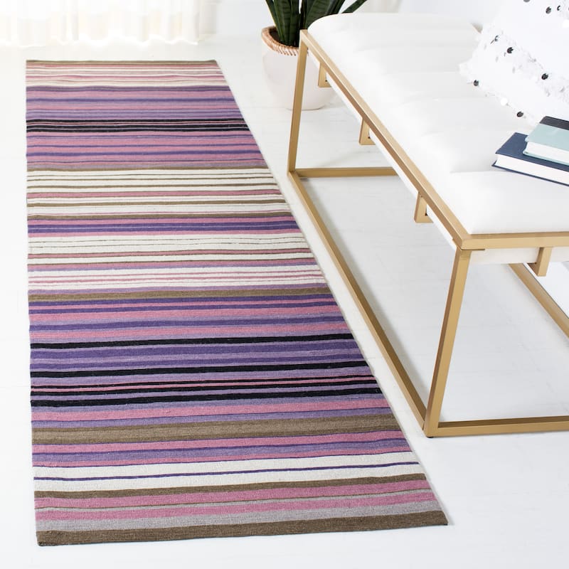 SAFAVIEH Handmade Marbella Gudlin Modern Wool Rug - 2'3" x 8' Runner - White/Lilac