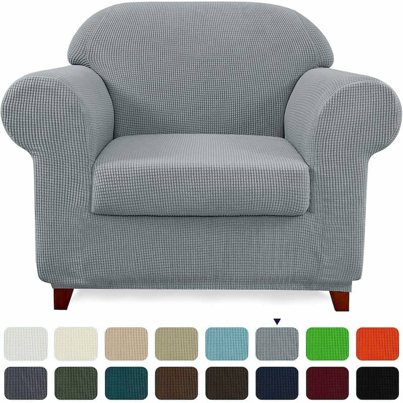 Subrtex 2 Piece Armchair Slipcover Stretch Spandex Furniture Protector - Light Gray